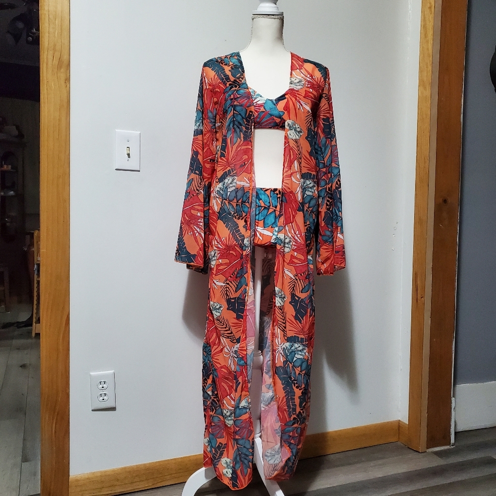 Tropical Bikini Set with Coverup